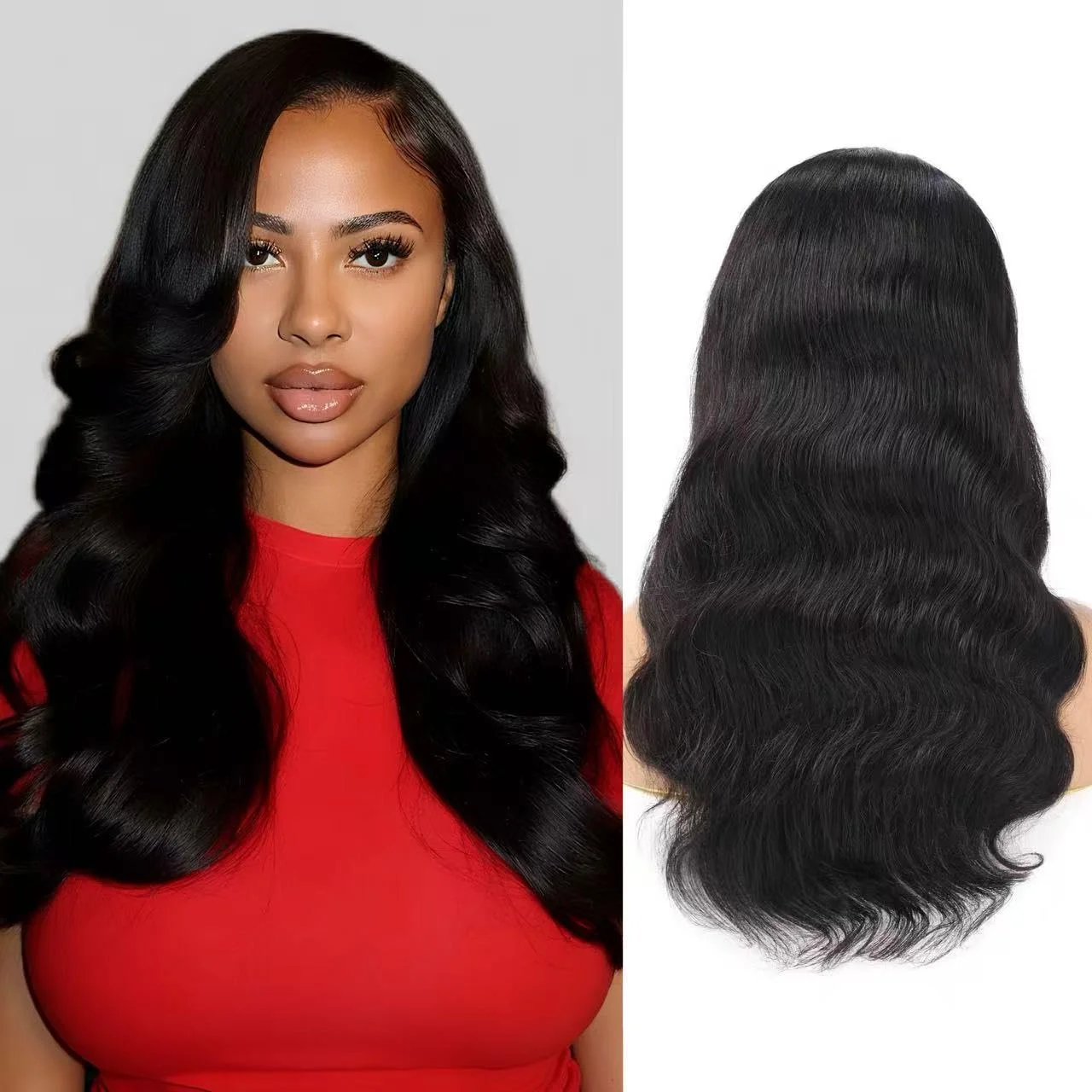 Half Wigs Human Hair Body Wave 3 In 1 Wigs Flip Over Wear Go Glueless Wigs With Drawstring 220% Density Friendly