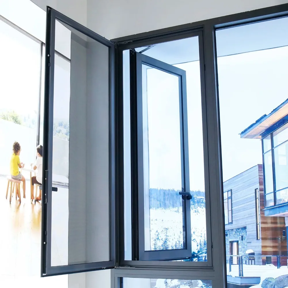 Sixinalu-ventanas de doble acristalamiento personalizadas de fábrica, ventana abatible de aluminio para el hogar, la Oficina y la Cafetería