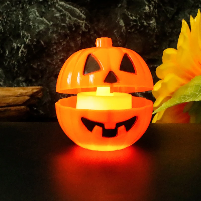 Contenedores de plástico rellenables para calabazas o dulces, 1/5/10 piezas, naranja, calabaza, huevos de Halloween, soporte para dulces, caza de huevos de Halloween