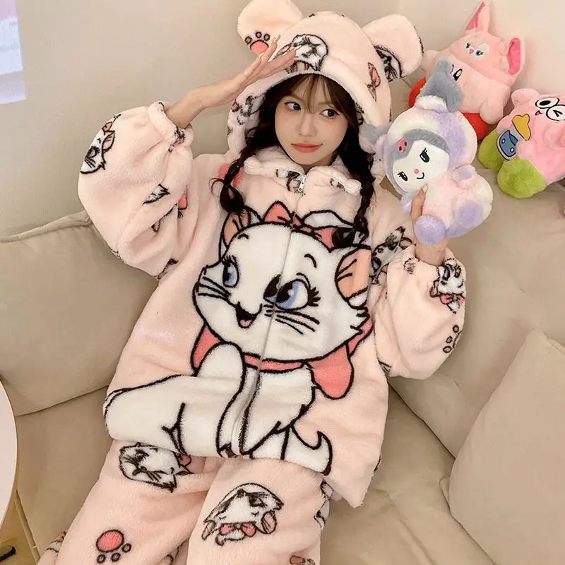 New Sanrio Hello Kitty My Melody Kuromi Hangyodon Personalized Creative Velvet Thickened Pajamas Christmas Gift Loose Set