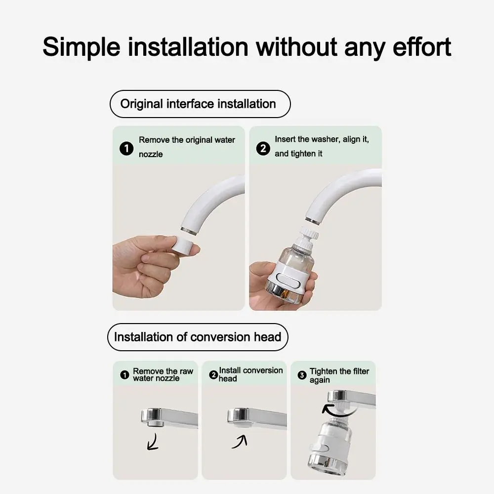 

Durable 3 Modes Tap Nozzle Splash-proof 360 Rotating Kitchen Faucet Aerator Faucet Filter Kitchen Gadgets