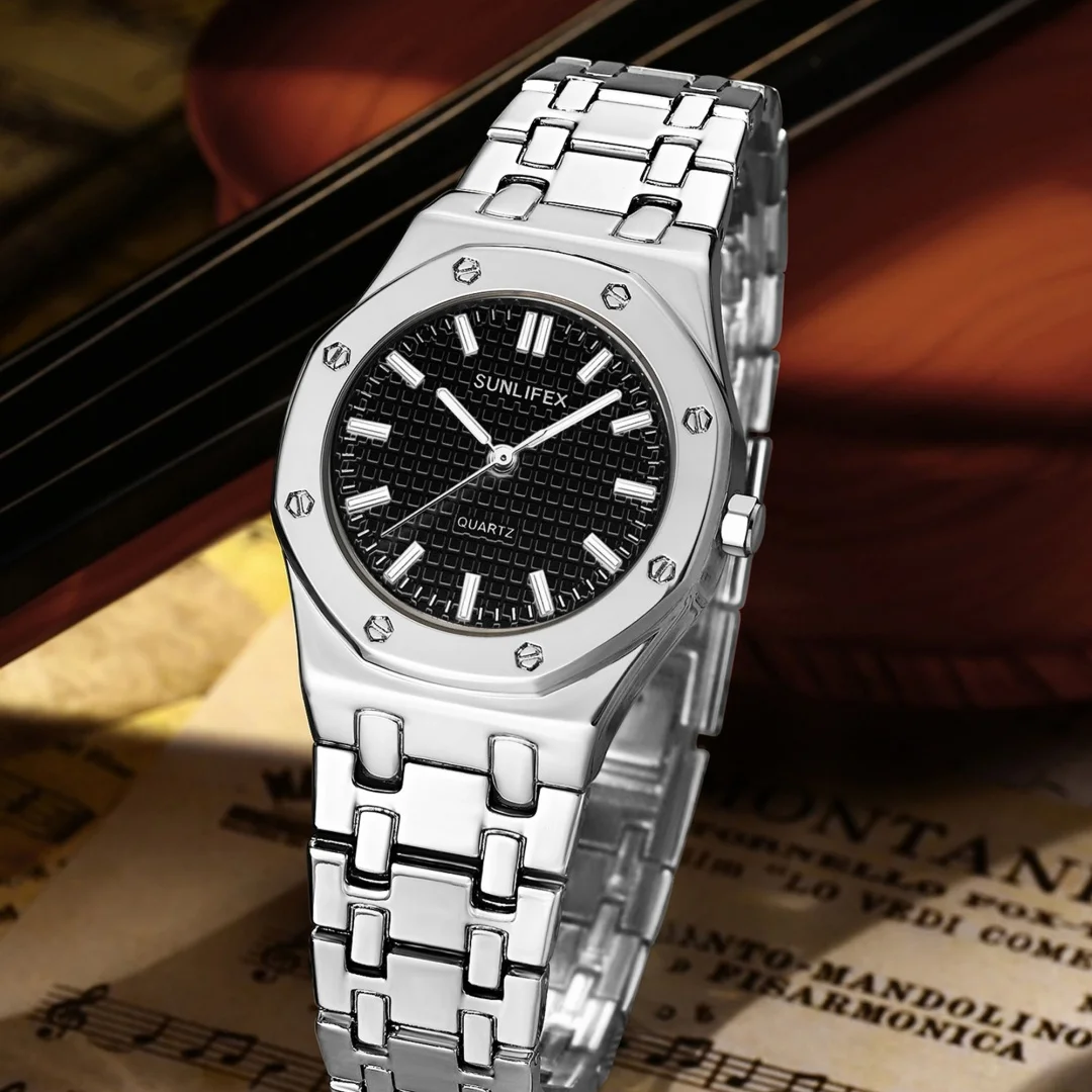 Sunlifex العلامة التجارية الأعلى السيدات الساعات المألوف الذهبي ساعة معصم Montre حزام ساعة كوارتز ساعة نسائية Reloj de mujer