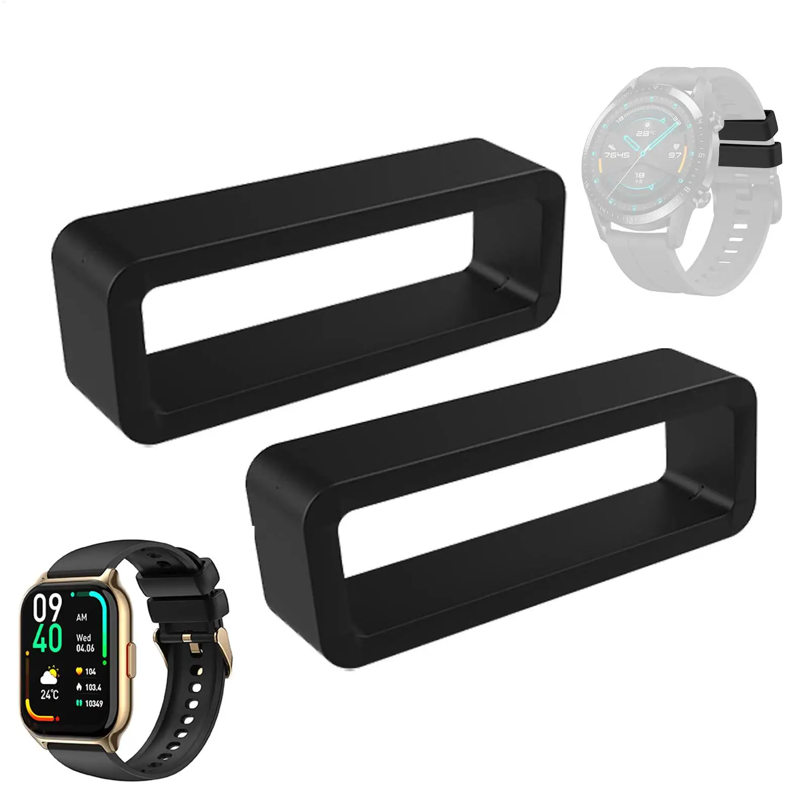 Watch Band Holder 2X Silicone Ring Organizer Safety Lock Watch Band Loop Smartwatch Compatibility Watch Accessories