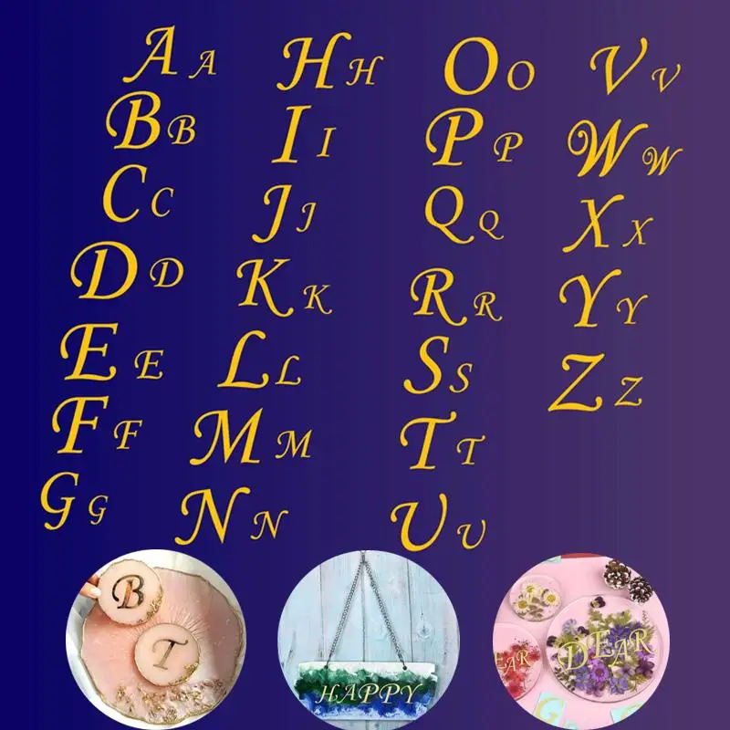 

1 Set Metal Letters Stickers Glitter Filling Epoxy Resin Mold Decoration 26 Letter Stickers DIY Resin Crafts Making Filler Decal