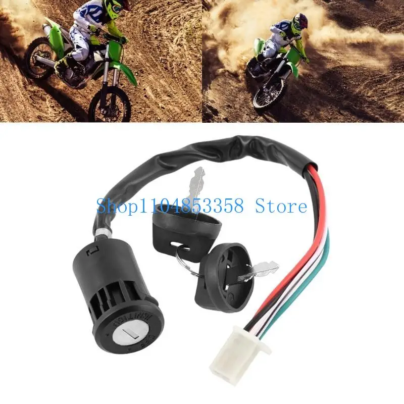 652F Motorcycle Off Road 4 Wires Ignition Barrel-Switch with Suitable for ATV Go Kart Scrambling Motorcycle Universal