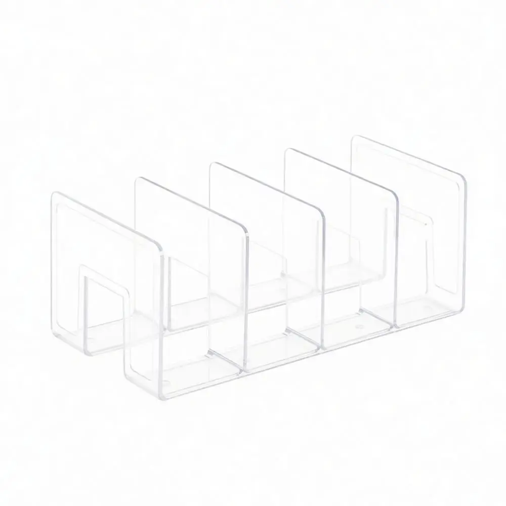 Acrylic Book Holder Desktop Organizer Clear Transparent Shelf File Rack Stand For Home Office Desk Storage Bookends