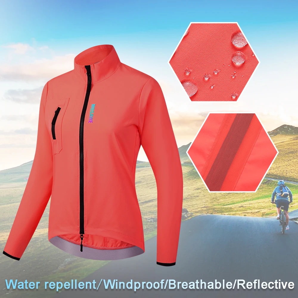 WOSAWE Women Cycling Jacket Water Repellent Windbreaker Cycling Clothing Running Riding MTB Road Bike Wind Jacket Bicycle Coat