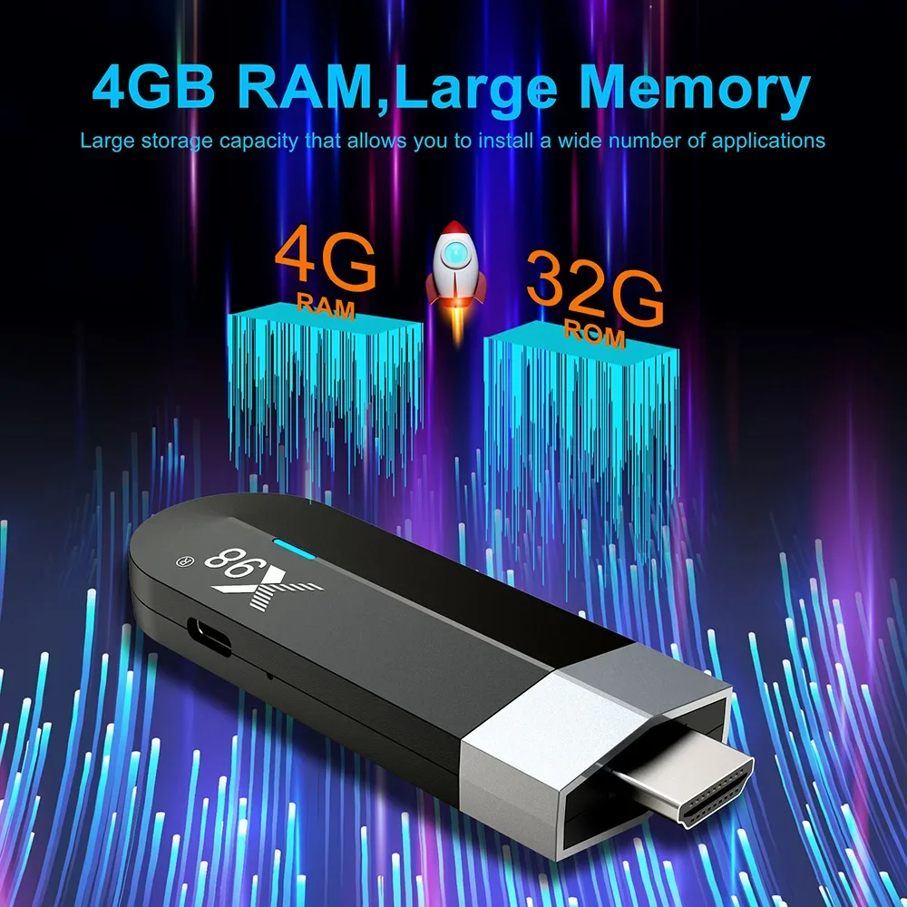 X98 S500 4K TV Stick Android 11 Set Top Box Amlogic S905Y4 Quad Core 60fps 2.4G/5G Wifi BT Dongle 4G 32G AV1 HD Media Player