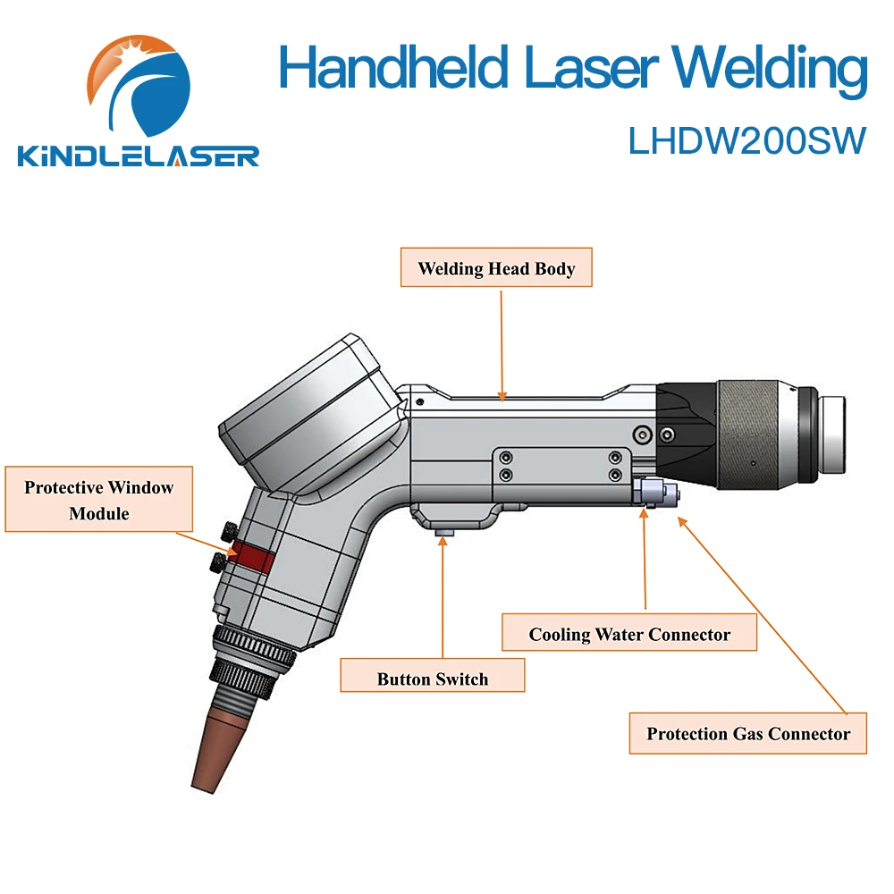 KINDLELASER 1064nm Ospri Hand-held Laser Welding Head LHDW200S 0-2kW with QBH Connector Single Axis Swin for Fiber Laser Machine