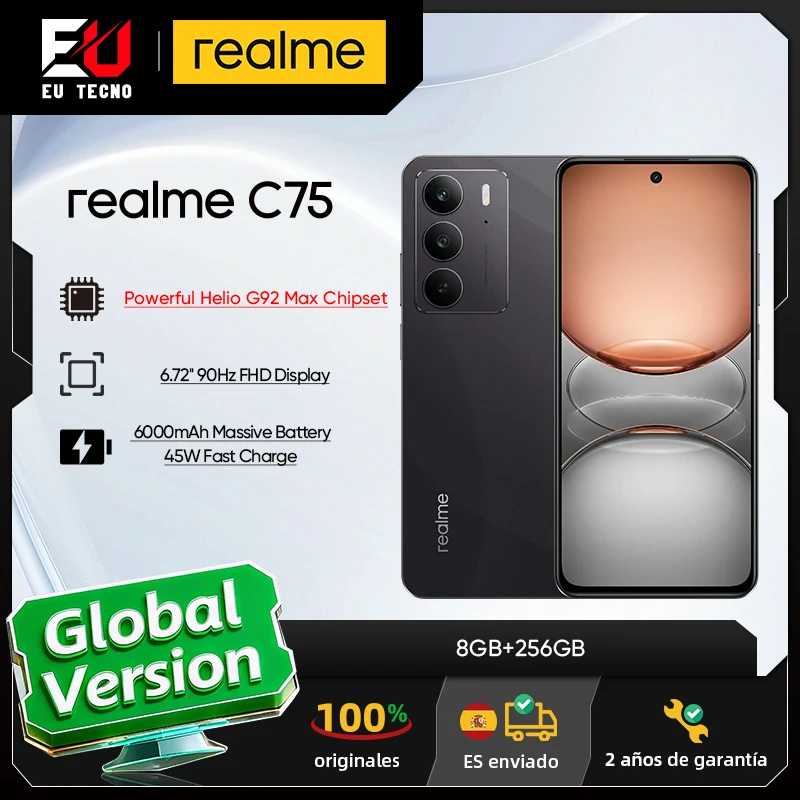 Version Globale realme C75 Smartphone �cran FHD 90Hz de 6,72'' Appareil Photo IA 50MP Batterie 5828mAh Charge 45W R�sistant � la Poussi�re et � l'Eau IP69