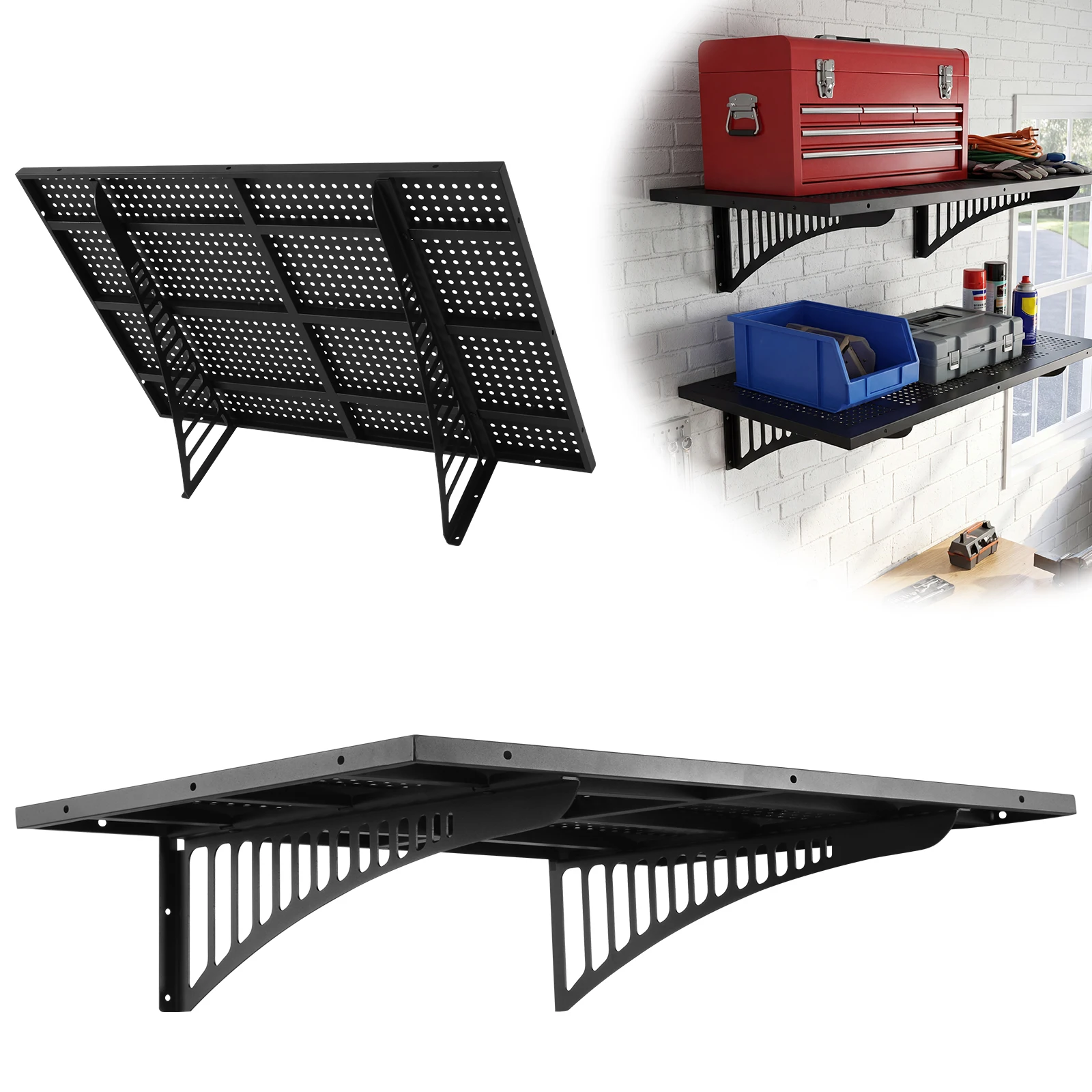 

2/4-Pack 1.64x4ft/2x3ft Heavy Duty Garage Wall Shelving 280lbs Load Capacity Garage Storage Shelves