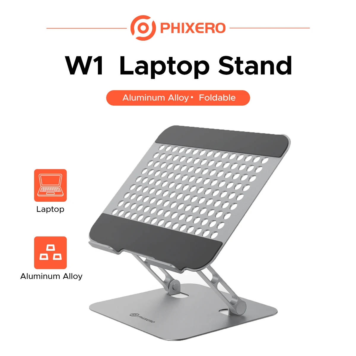 PHIXERO Laptop Stands Aluminum Alloy Laptop Bracket Notebook Holder Ergonomically Foldable Portable Laptop Cooling Stand