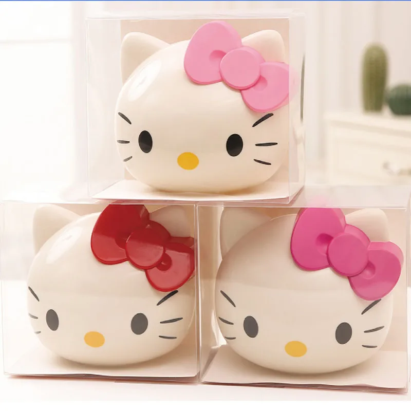 Hello Kitty Tooth Brush Holder Sanrio Anime Tooth Brush Storage Box No Punching Toothpaste Wall Mount Stand Bathroom Accessories