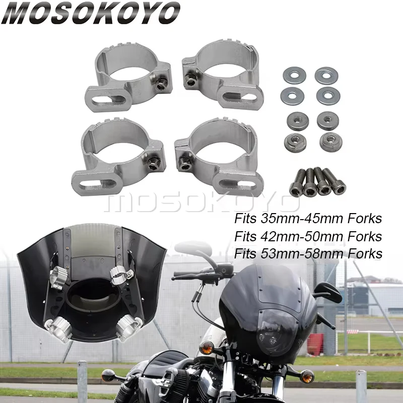 Motorcycle Headlight Fairing 35-58mm Forks 39mm 41 45mm 49mm Fork Clamp Mount For Harley Sportster Dyna XL 883 1200 XL883 48 72
