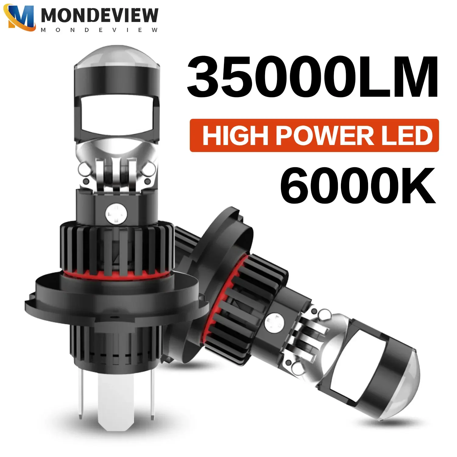 MONDEVIEW 2pcs KJ11 direct insertion car headlights H11 H7 9005 9006 bulbs 6000K 35000LM 380W daytime running lights