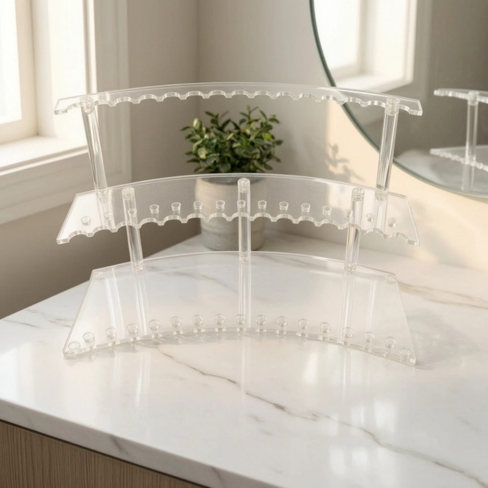 Acrylic Pen Display Rack Transparent Three-Tier Marker Organizer Multi-Level Fountain Pen Stand Tiered Clear Makeup Brush Holder
