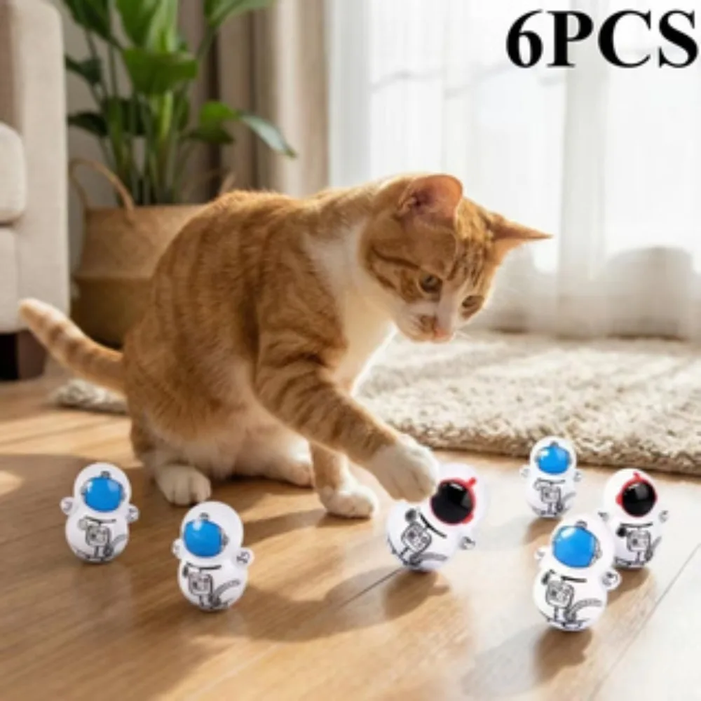 6 jouets pour chat à roulettes, balle roulante auto-redressante, jouet interactif d'enrichissement pour chat, exercice intérieur pour animaux de compagnie, anti-ennui