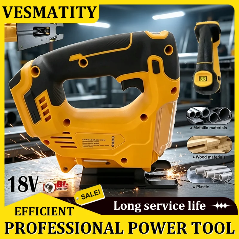 Multifunctional Cordless Portable Jigsaw Electric Woodworking Cutting Power Tool Compatible for 18V Battery