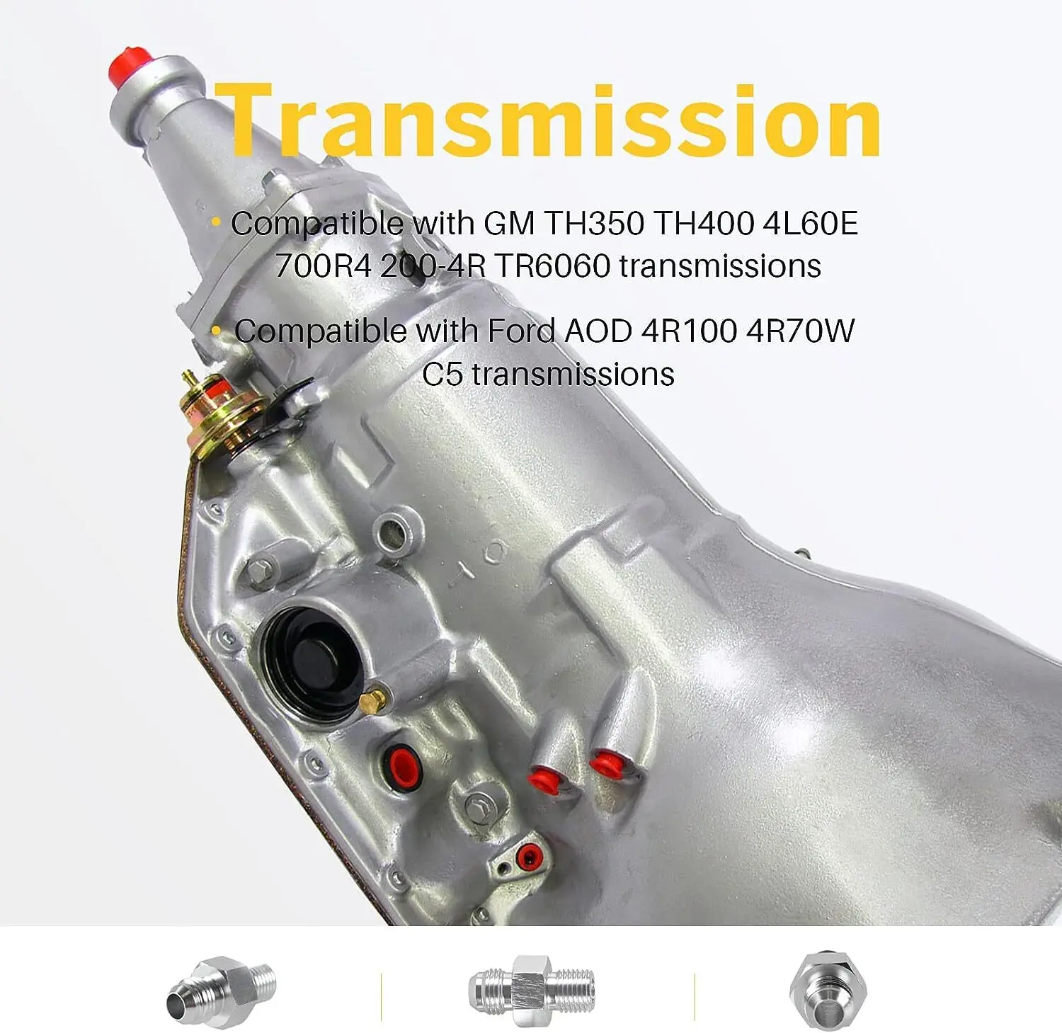 2X 6AN トランスミッションオイルクーラーアダプターフィッティング GM ターボ 350、400、700R、4L60E 用