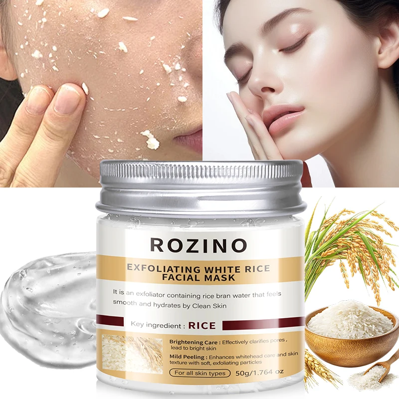 (Instant Hydration) Rozino White Rice Peel-Off Mask, Rich in White Rice Extract, the Creamy Paste Forms a Dry Film and Gently Removes the Surface Oil and Dead Skin Cells, Grain-Based Ingredients Moisturize the Face, Gentle Cleansing, Weekly Care, after the Peel-Off, Use with Water and Lotion to Maintain a Hydrated and Smooth Skin Feel, a Great Facial Moisturizer for Autumn and Winter