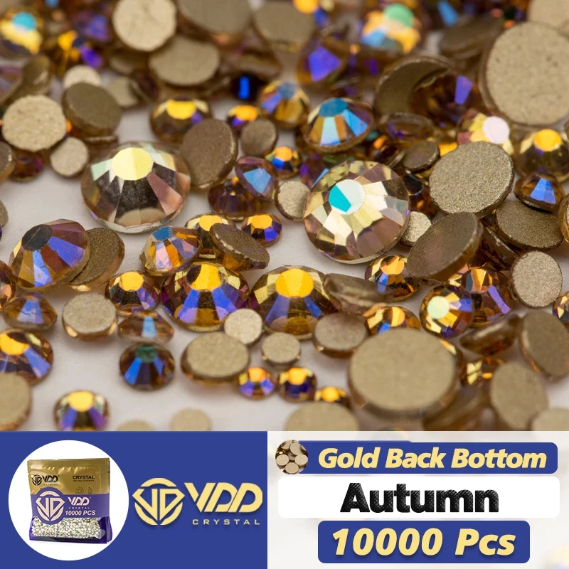 VDD 10000 Stuks Groothandel Hoge Kwaliteit Kristal Steentjes Goud Platte Achterkant Glas Niet Hotfix Strass Stenen DIY Nail Art Accessoires