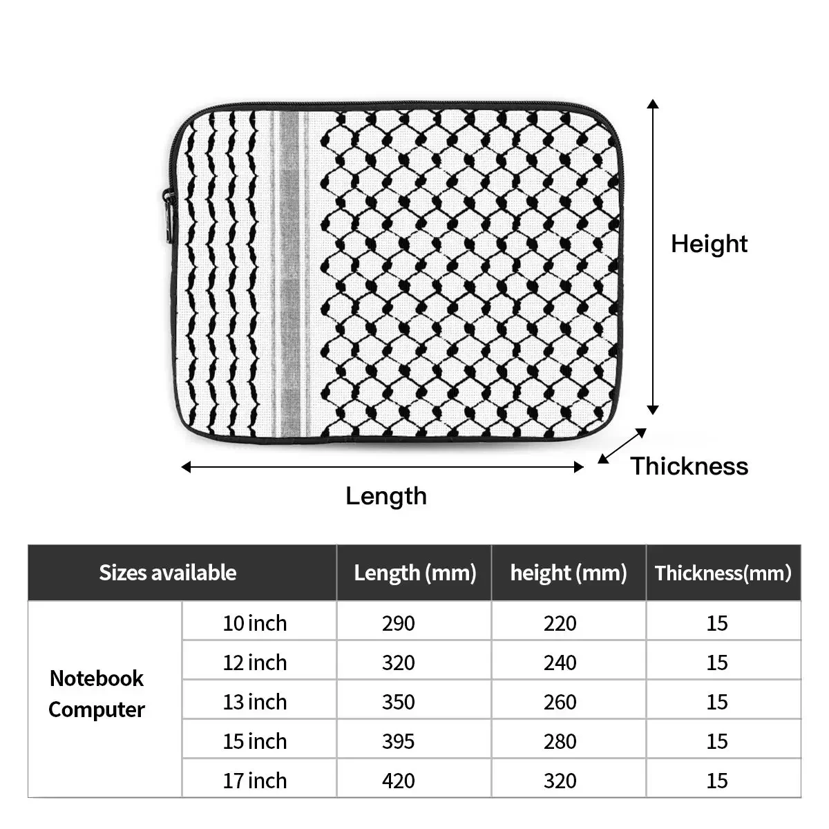 حقيبة غلاف كمبيوتر محمول ضد للصدمات من Hatta Kufiya ، بطانة دفتر ملاحظات ، حقيبة كوفية ، 12 "، 13" ، 15 "، 17"