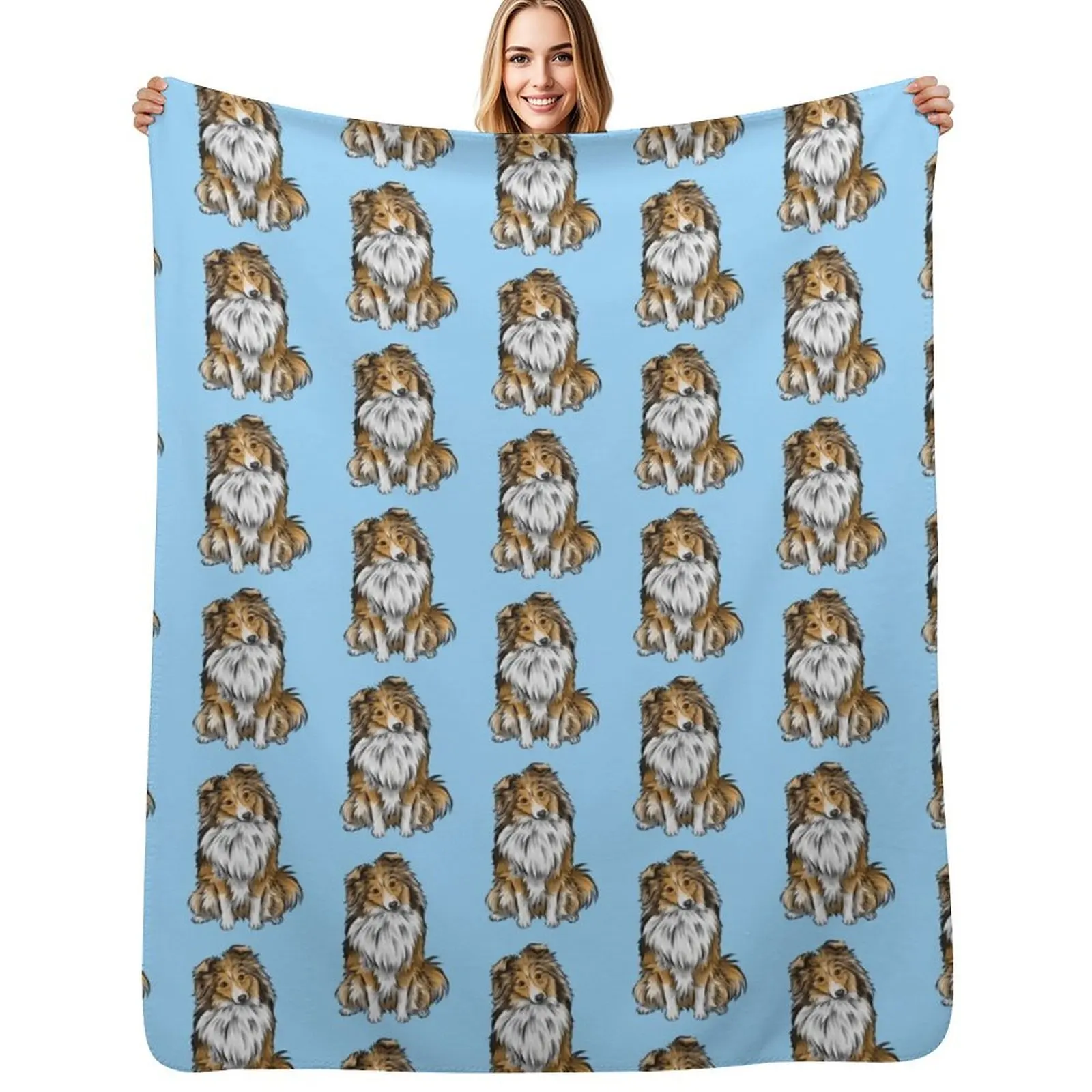 

Sheltie Shetland Sheepdog Mahogany Sable Cute Dog Art Throw Blanket Heavy Moving Decorative Sofas Luxury Brand Blankets