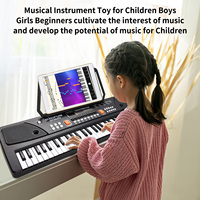 BIGFUN 61 Keys Rechargeable Electronic Organ Kids Electric Piano with Microphone Black Digital Music Electronic Keyboard