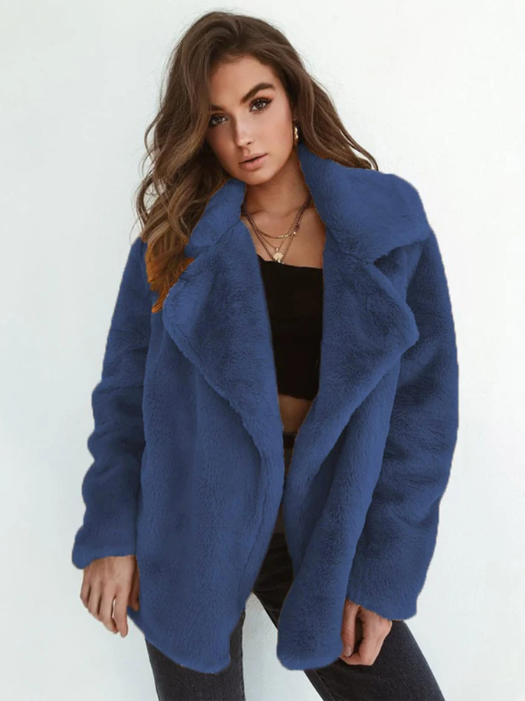 2024 Autumn and Winter New Women\'s Faux Fur Coat with A Loose Collar Elegant and Warm Cardigan Commuting Style Women\'s Coat