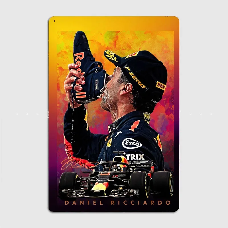 Formula 1 Racing Driver Daniel Ricciardo Car Driver Retro Poster Metal Sign Garage Club Room Wall Decor Custom Tin Home Decor