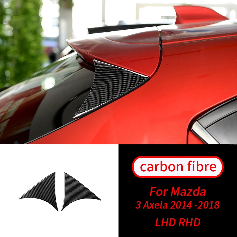 

For Mazda 3 Axela 2014 -2018 2 PCS Real Carbon Fiber Rear Window Spoiler Wing Cover Trim Car Interior Accessories
