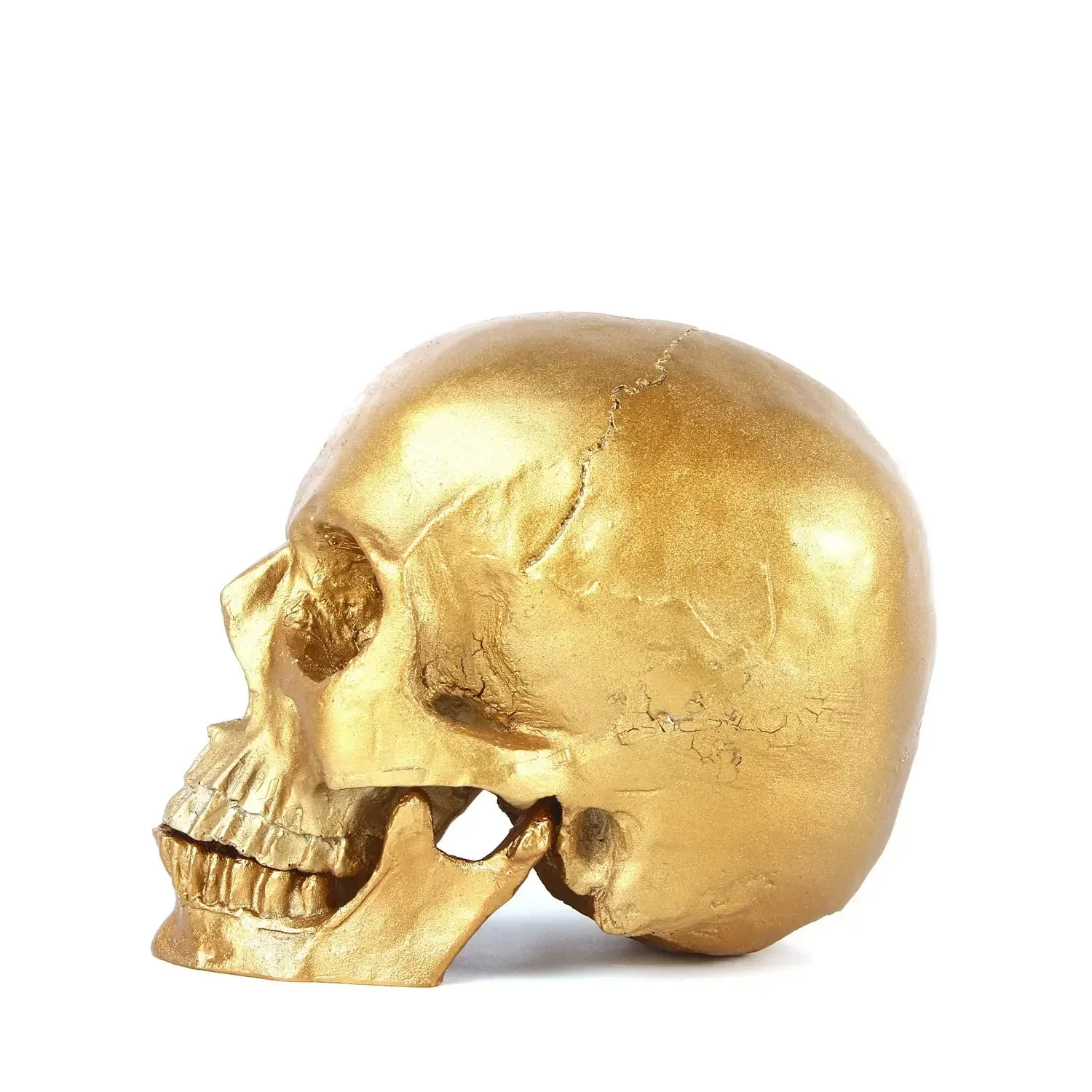 1:1 Handmade Resin Gold Skull Head Collectible Skeleton Decoration Figurine Halloween Skull Statue Halloween Home Decor Ornament