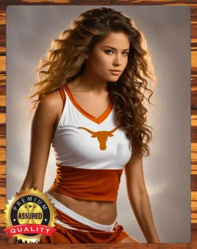 Texas Longhorns - Cheerleader - Hook 'Em Horns - Metal Sign