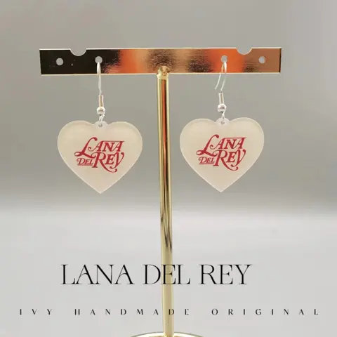 Lana Del Rey Brinco Drop para Mulheres, Brincos Acrílicos Dangle Heart, Acessórios de Jóias Personalizáveis, Presente