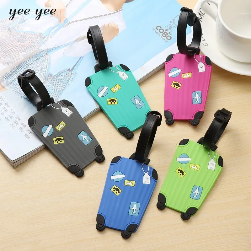 Portable PVC Luggage Tag Travel Accessories Baggage Name Tags Suitcase Address Label Holder Organizer for Travel Luggage Strap