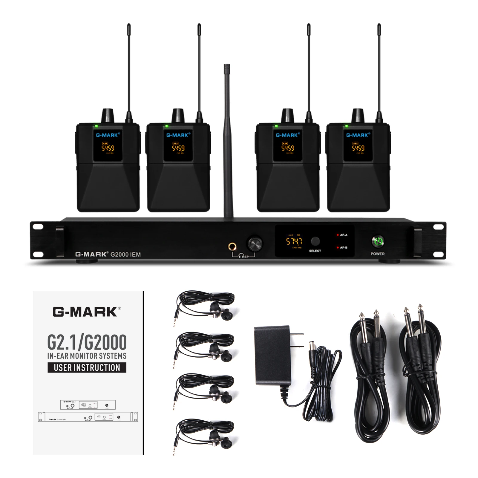 G-MARK G2000 Wireless In Ear Monitor UHF Mono Stage Return Frequency Selectable For Singer Event Host Guitar Studio Band Partys