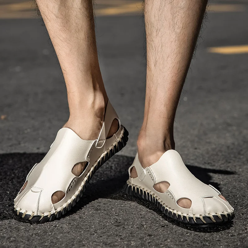 Sandales décontractées polyvalentes non aldes pour hommes, chaussures carillons à une jambe, document solide, grande taille 38-48, vente chaude, printemps, nouveau, 2024