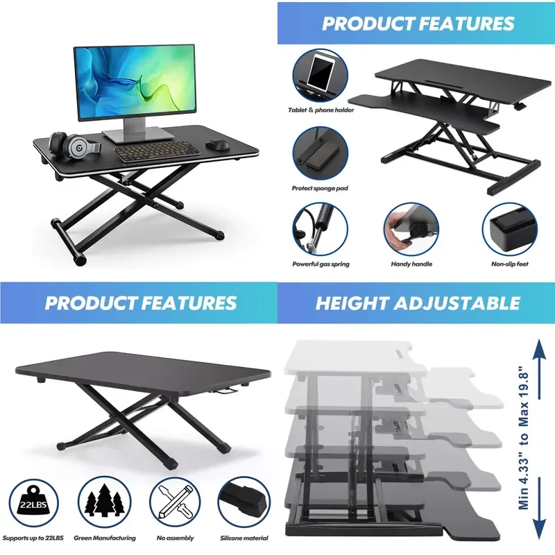Office Gaming Height Adjustable Corner Desk Standing Computer Sit Stand Desk