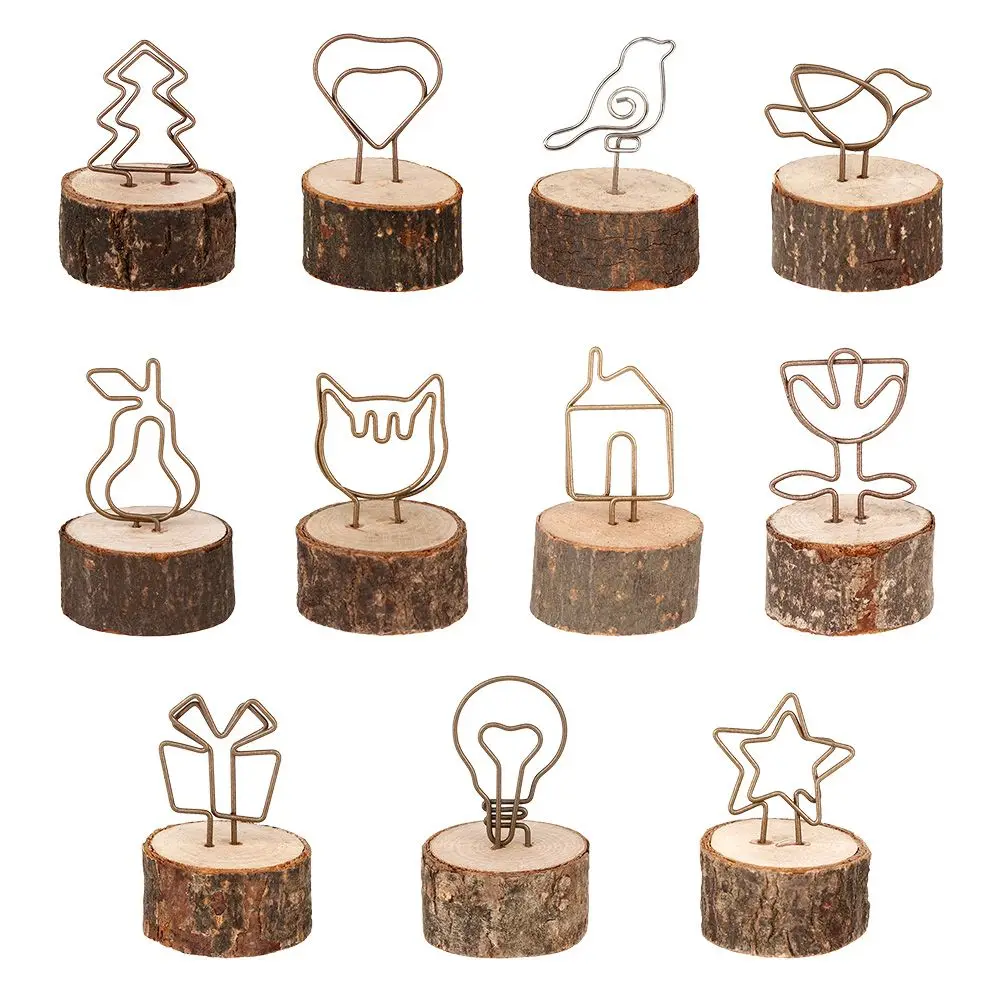 Fashion Table Numbers Holder Wooden Round Shape Base Wedding Supplies Photos Clips Clamps Stand Picture Frame Place Card