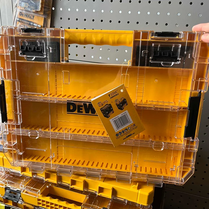 DEWALT DT70839 Tough Case (Large) with Divider Organizer Tool Box Transparent Lid Screws Bits Accessory Stacking Storage Case