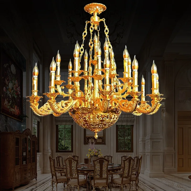 French crystal chandelier, European style villa lobby, conference hall, restaurant chandelier, retro candle lighting fixture