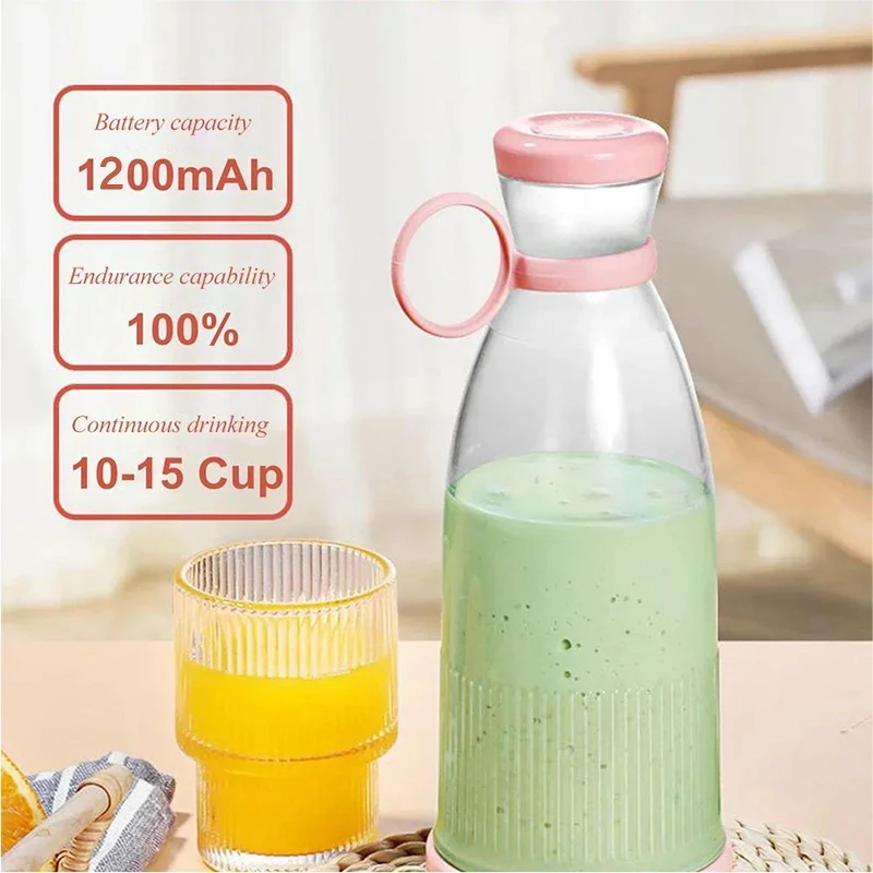 Fresh Fruit Juicers Rechargeable Mixers  Blue Pink USB Portable Juice Bottle Mini Fast Electric Blender Smoothie Ice Maker