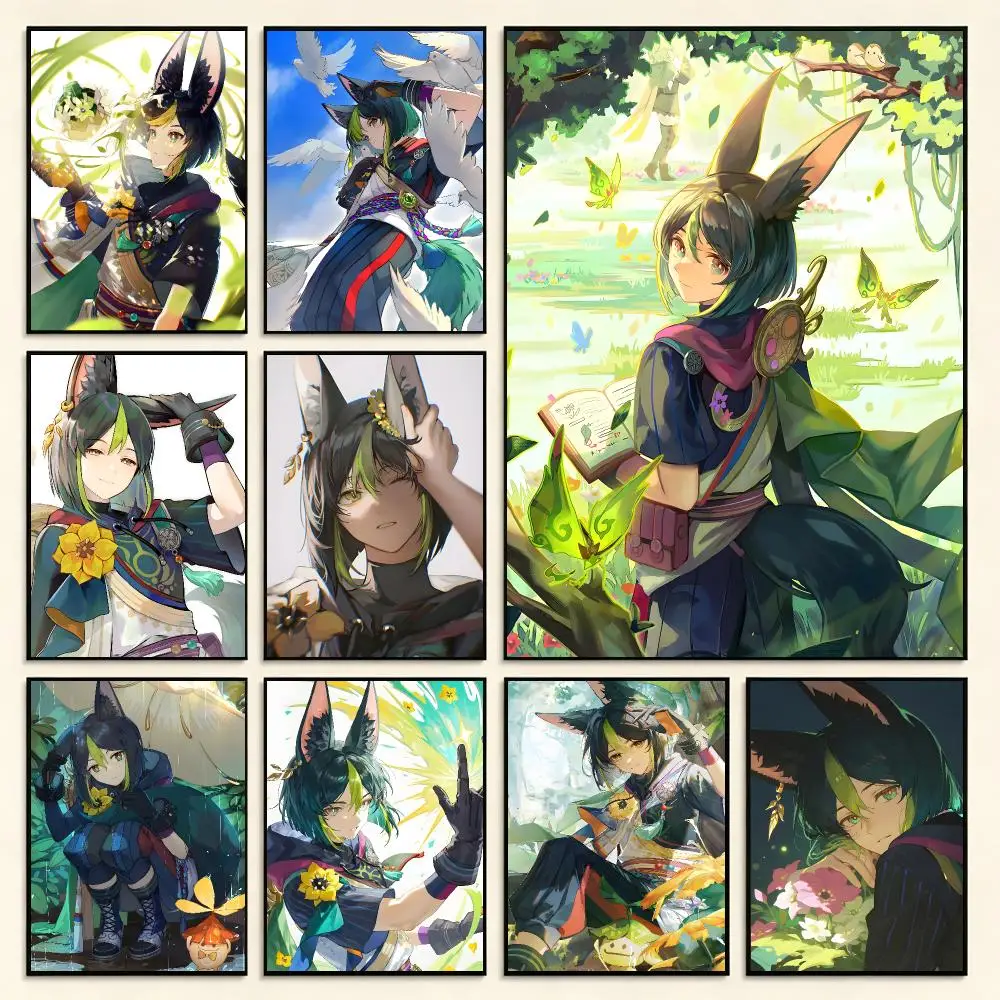 Game Character Genshin Impact Tighnari Poster Digital Solvent Print Waterproof PP Fade-Resistant Wall Art Room Decor Gift