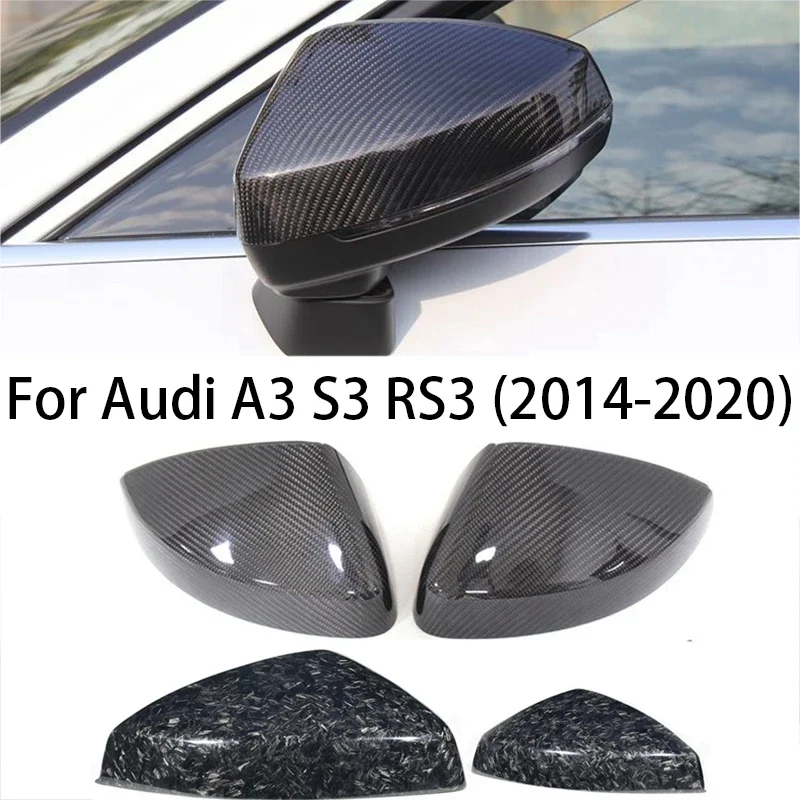 

For Audi A3 RS3 S3 2014-2021 Carbon Fiber Car Rearview Side Mirror Cover Trim Cap parts accessories Replacement/Add On Style