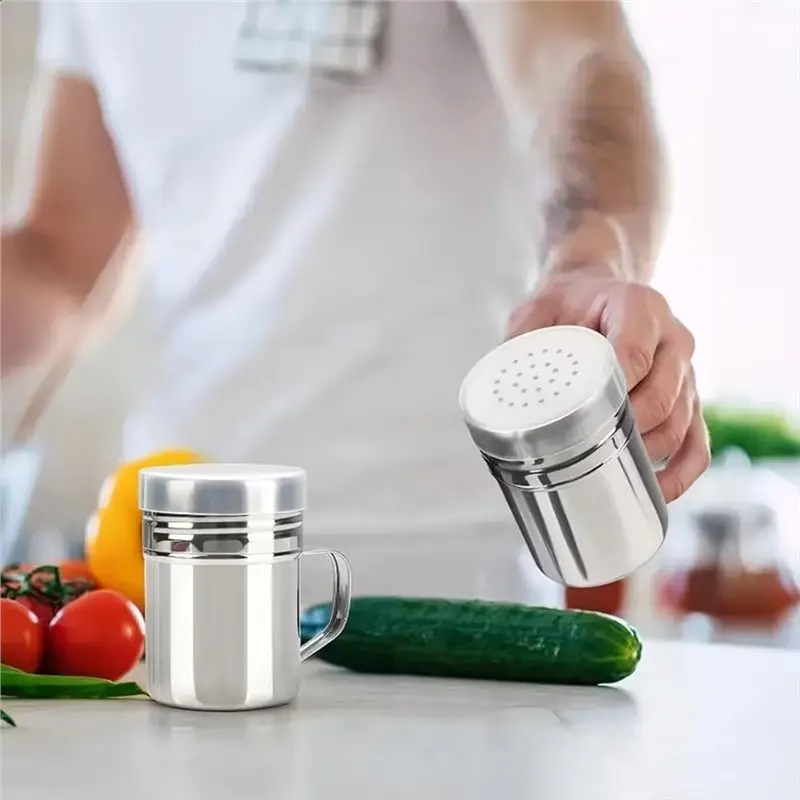 ABUN-Stainless Steel Chocolate Shaker 2-Pack Featuring 16 Coffee Stencils For Cake And Coffee Decorations