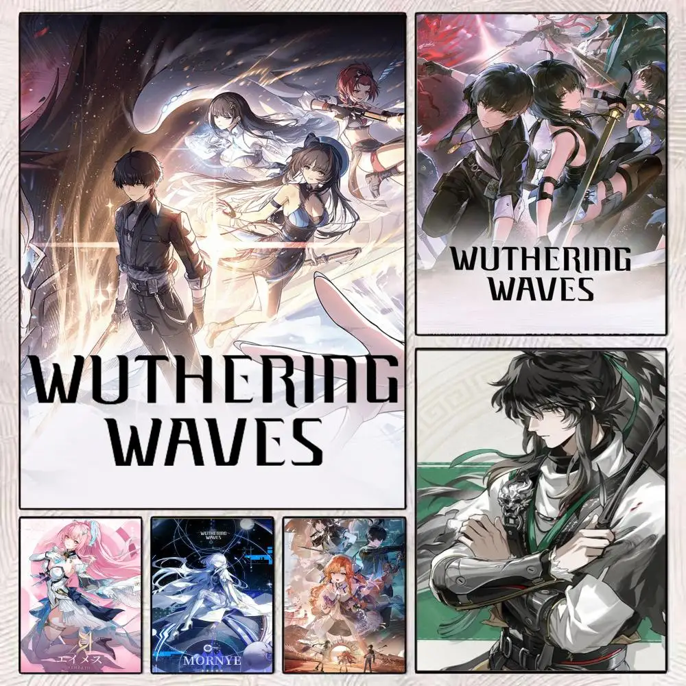 Game W-Wuthering Waves fantasy action Painting Calligraphy Modern Aesthetic Wall Art Print Trendy Bedroom Home Decor Gift