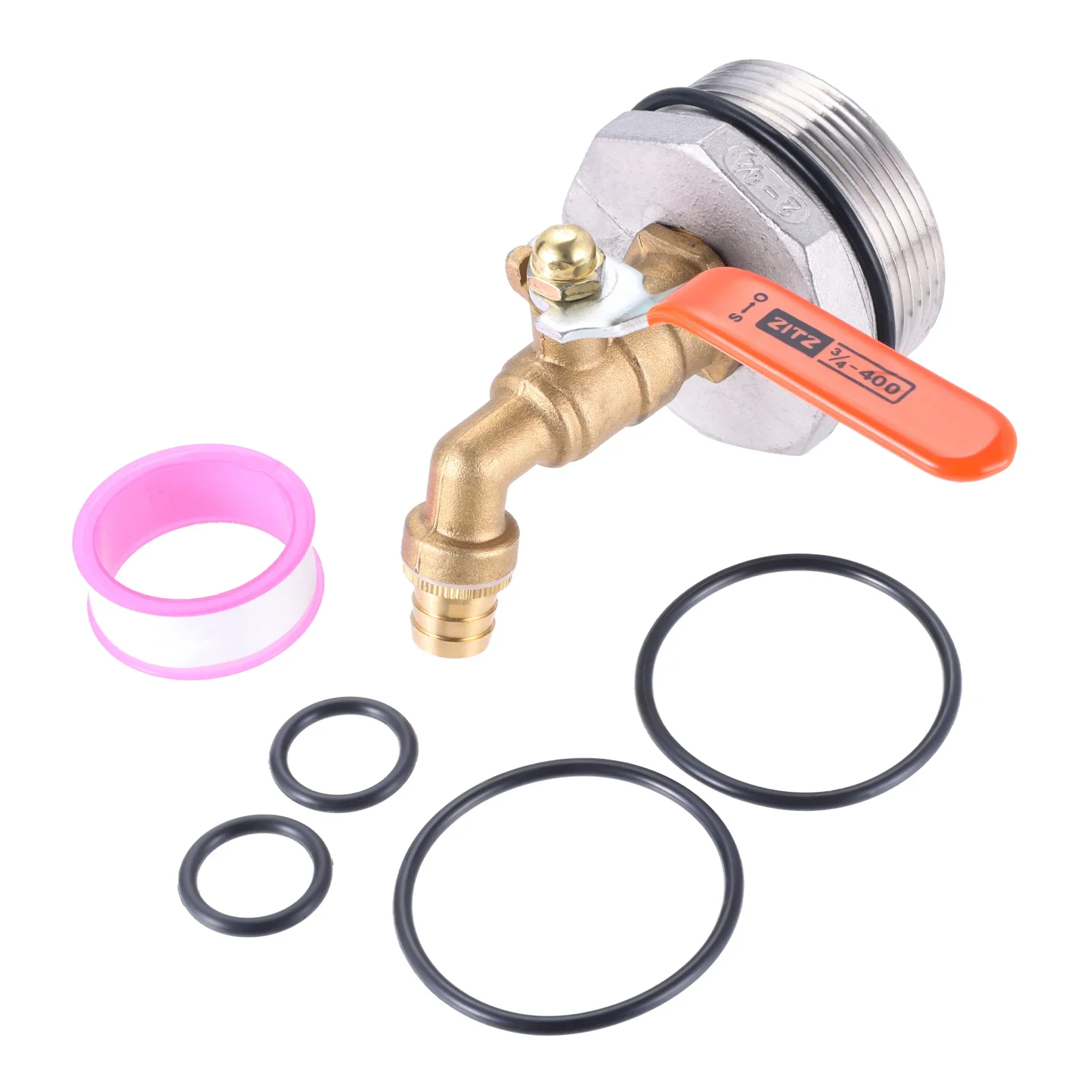 

1set Brass Drum Faucet 2" Core 3/4 In Barrel Faucet with EPDM Washer for 55 Gallon Drum Rain Barrel Handle Switch Valve Gaskets