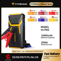 VTOMAN V6 Pro Car Jump Starter Power Bank 2000A Car Battery Charger Auto Emergency Booster Starting Device Jump Starter