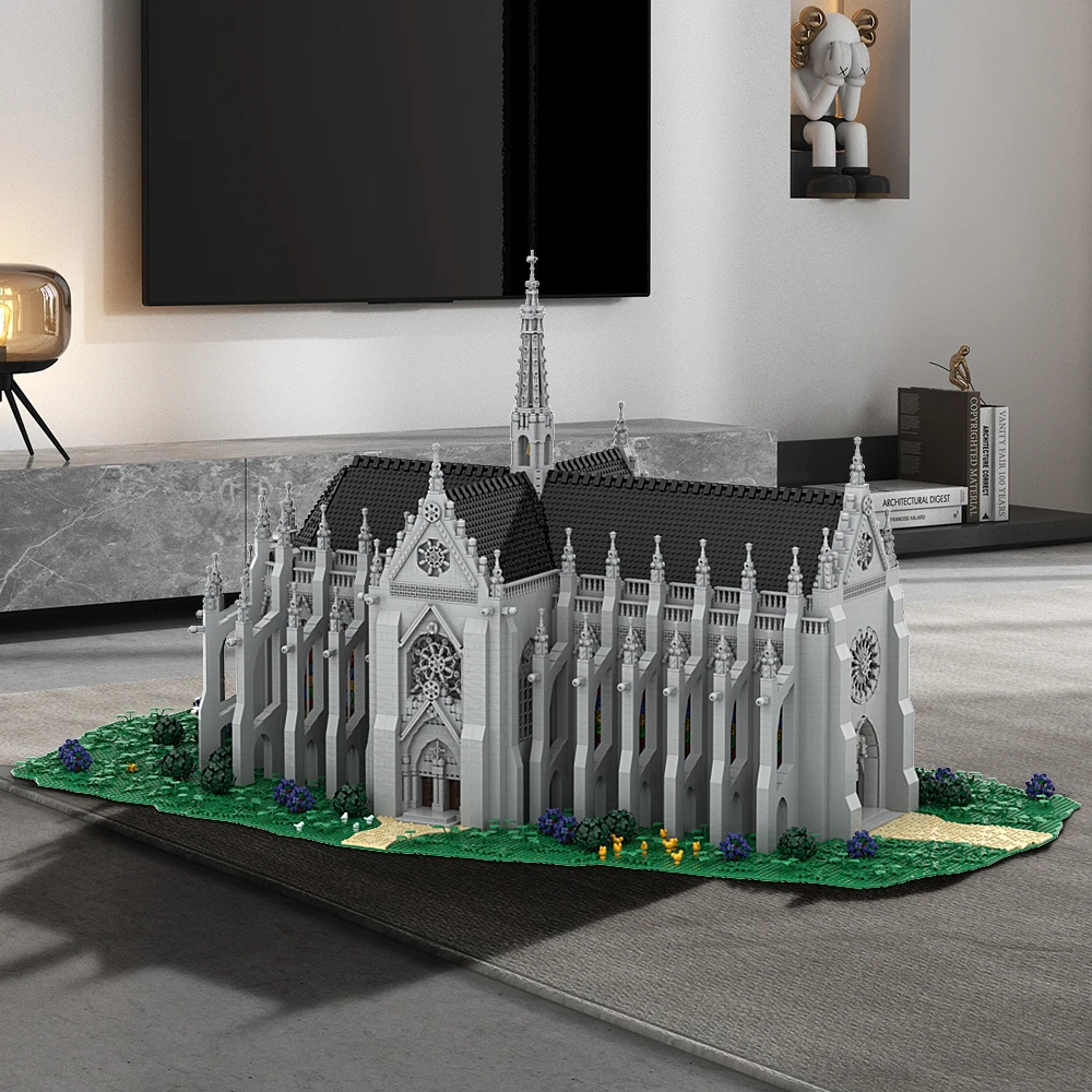 Gobricks MOC Famous Medieval Church Architecture Cathedral of Saint Remigius Model Building Blocks diy Bricks Toy ChildrensGift