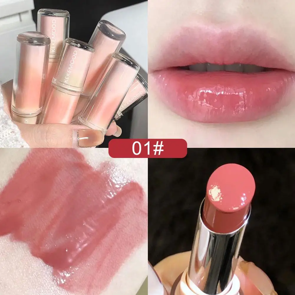 Gelee Lippenstift feuchtigkeit spendenden Spiegel Wasser Licht festen Lip gloss Glas Tee rotbraun Lippen glasur Tönung Make-up Kosmetik neu